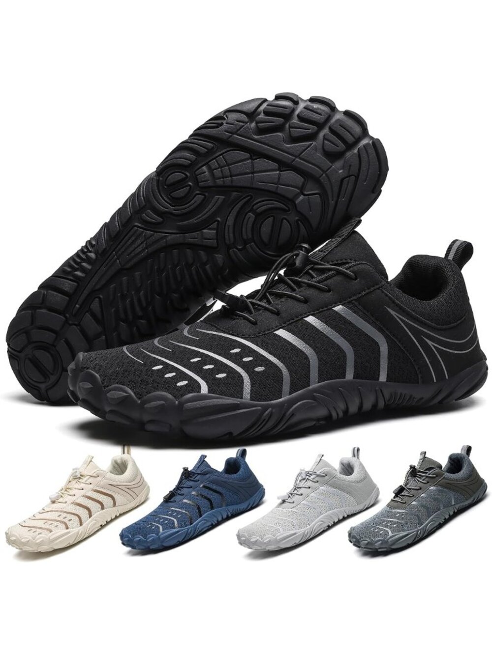 Womens Black Mesh Barefoot Breathable Non-Slip Athletic Footwear Water Shoes